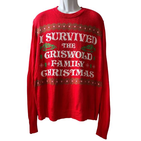 National Lampoon I Survived The Griswold Family Christmas Vacation Sweater Sz XL - Picture 1 of 4